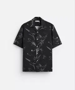 ZARA 半袖シャツ 総柄 オープンカラーのサムネイル