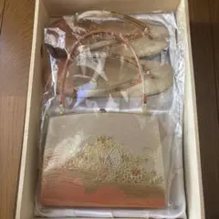 金色の和装用バッグと草履セット