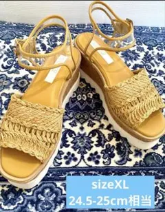 NUOVO 厚底サンダルコルクウェッジソール XL 24.5〜25cm ベージュ