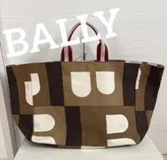 BALLY バリー トートバッグ キャンバス ブラウン×カーキ 幾何学模様のサムネイル