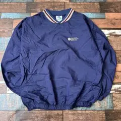 ビンテージ　古着　USA製　企業刺繍ロゴ　メンズ　ナイロンプルオーバー　サイズL