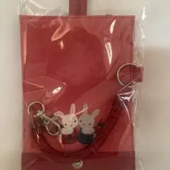 【新品未使用】ファミリア　パスケース　デニム　赤　うさぎ