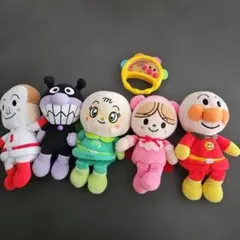 アンパンマン　楽器　ぬいぐるみ　ばいきんまんあかちゃん、しょくパン、メロンパン