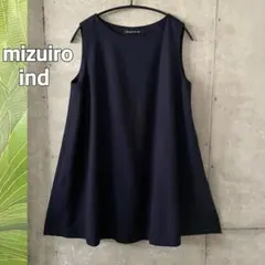 ラウンドネック フレア ベスト 濃紺 フリーサイズ ミズイロインド