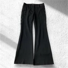 【ザファースト】フレアパンツ レース透け感 ビジュー カジュアル 36