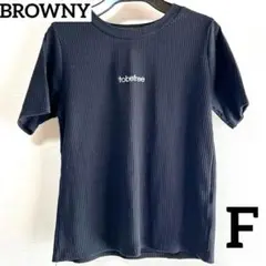 WEGO ウィゴー BROWNY ブラウニー 刺繍ロゴリブTシャツ ブラック F