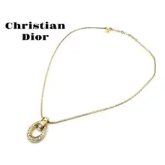 ChristianDior 馬蹄モチーフ ネックレス ゴールド ラインストーン