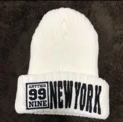 ホワイト ニット帽 ANYTHIG 99 NINE NEW YORK