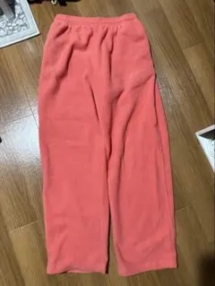 コーラルピンク フリース イージーパンツ