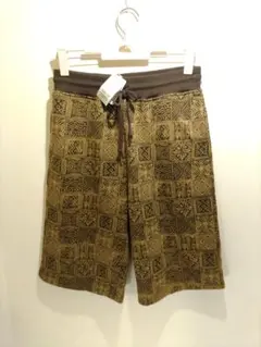 新品 Purple&Yellow 幾何学模様×ヴィンテージ ハーフパンツ M 茶のサムネイル