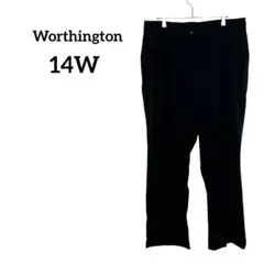 Worthington ストレッチ ブラックカジュアルパンツ【14W】メンズ　黒