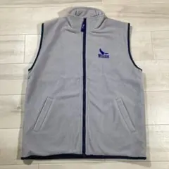 企業ロゴ フリースベスト グレー M アウトドア 古着 ストリート ヴィンテージ