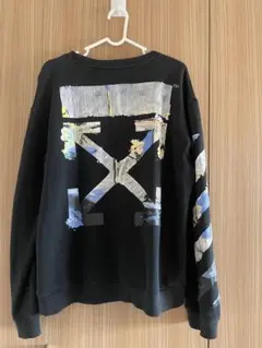 ローズさん専用 Off-White パーカー ペイント柄 ブラック L美品✨️ ローズさん専用 Off-White パーカー ペイント柄 ブラック L美品