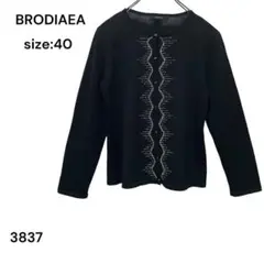ブローディア　BRODIAEA　カーディガン　トップス　40 ビーズ　黒　上品のサムネイル