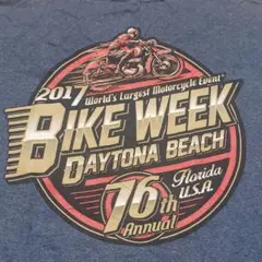 超希少2XL 2017年限定 デイトナ バイクウィーク 両面プリント 紺 激レア