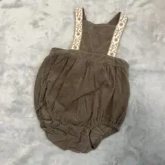 テータテート　ブラウンロンパース 80 ベビー　バースデイ　コーディロイ　刺繍