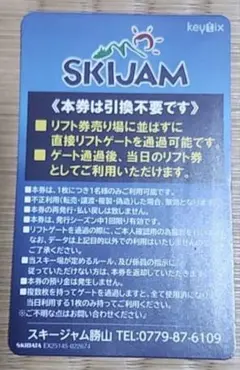 スキージャム勝山 大人用スキー券 引換不要