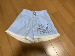 水色 フリース裾付き ハーフパンツ 120