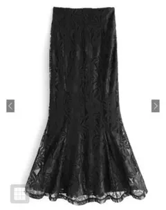 ブラック 花柄レースマーメイドスカート nh54