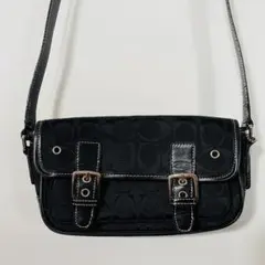 難あり COACH シグネチャー ショルダーバッグ ブラック ヴィンテージコーチ