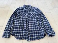 無印良品チェックネルシャツLレディースネイビーブラウン