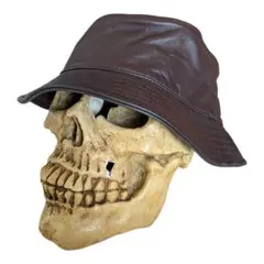 90s USA製 Ridgewood Caps 本革 レザー バケットハット 茶のサムネイル