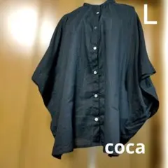 ●5/21まで価格●cocaオーバーサイズ 黒 ボタンアップシャツ 半袖