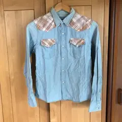 古着屋購入 ブルーブルー デニムウエスタンシャツ シャンブレーシャツ