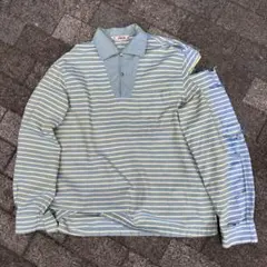50sマクレガー プルオーバーシャツ 青ボーダーシャツ 破れ