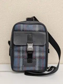 【美品】COACH コーチ ブルー系 チェック柄 ボディバッグ クロスボディ