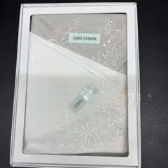 JUNKO SHIMADA 刺繍入りホワイト&グレーハンカチ