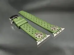 アーミーグリーン　アップルウォッチ　FKMラバーベルト