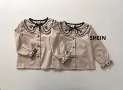 美品SHEINシーイン姉妹おそろい可愛い襟付きブラウスまとめ売り刺繍90100