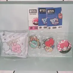 くら寿司　BT21グッズ　クッションチャーム、缶バッチ、ラバーマスコット