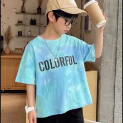し*ま様 【新品未使用】タイダイ柄 ロゴ半袖Tシャツ ブルー110 子供服 キッ