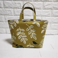 鳥と葉っぱ柄トートバッグ　✻ハンドメイド✻