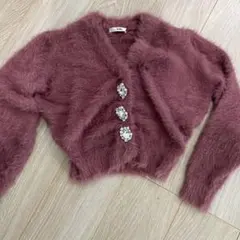 GRL ピンク ファー風カーディガンビジューボタン
