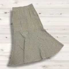 イズントシー　【美品】チェック柄マーメイドロングスカート ギンガムチェック