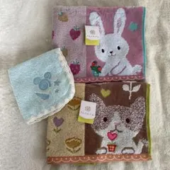 【ハンドタオル】fu.re.ru うさぎといちご・ネコと花・Disneyハンカチ
