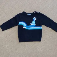 Jacadi ジャカディ ネイビー 犬 ニットセーター 12M 74cm