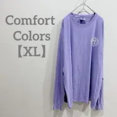 Comfort Colors 【XL】穴あり★パープル ロゴ入り 長袖Tシャツ