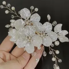 ヘッドドレス ウェディング ヘアアクセサリー 髪飾 パール フラワー ゴールド