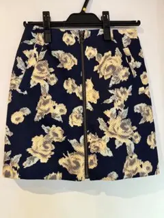 花柄タイトスカート ネイビー