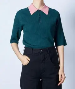 TOGA PULLA トーガプルラ Wave knit polo shirtのサムネイル
