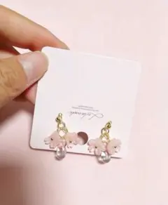 ピンク桜モチーフピアス