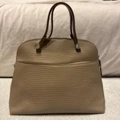ベージュ 型押しレザー ハンドバッグ　フルラFURLA