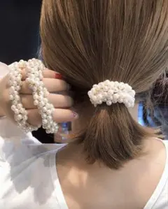 パール風ビーズ ヘアゴム