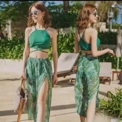 新品 リーフ柄　水着 XLサイズ おしゃれ 緑 セクシー セパレート　海外