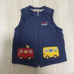 ミキハウス ベビーベスト キッズベスト　ネイビー バス　動物　100