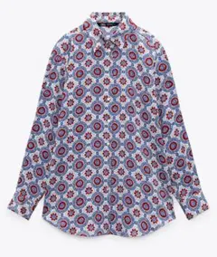 ZARA フルイドプリント柄シャツ　マルチカラー